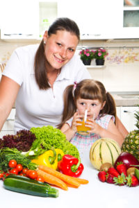 child with healthy foods